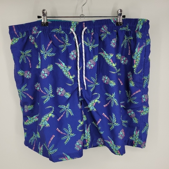 No Boundaries Men's Blue Gator Print Swimming Trunks Size XL 40-42 - Picture 2 of 6
